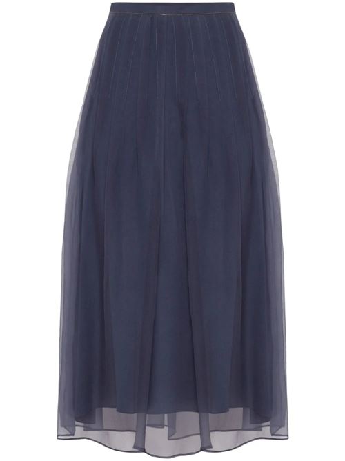 Navy blue silk woman skirt Brunello Cucinelli | MF940G3375C8901